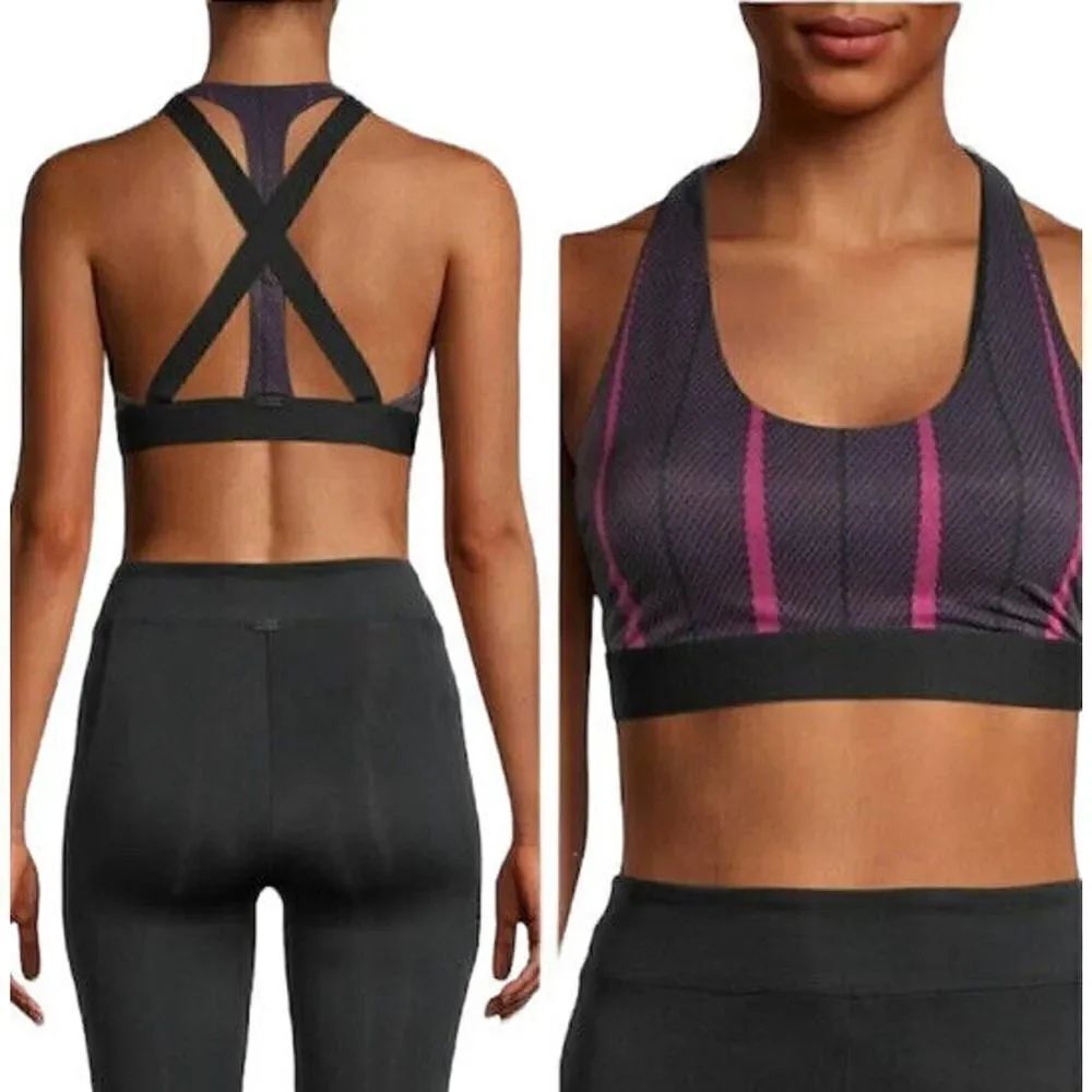 Koral Activewear Women’s Sports Bra Onset Noir Criss Cross Back Athletic Size S